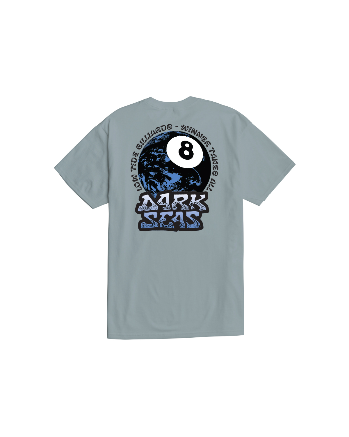 Dark Seas Billiards Stock T-Shirt - Light Blue (zoomed)