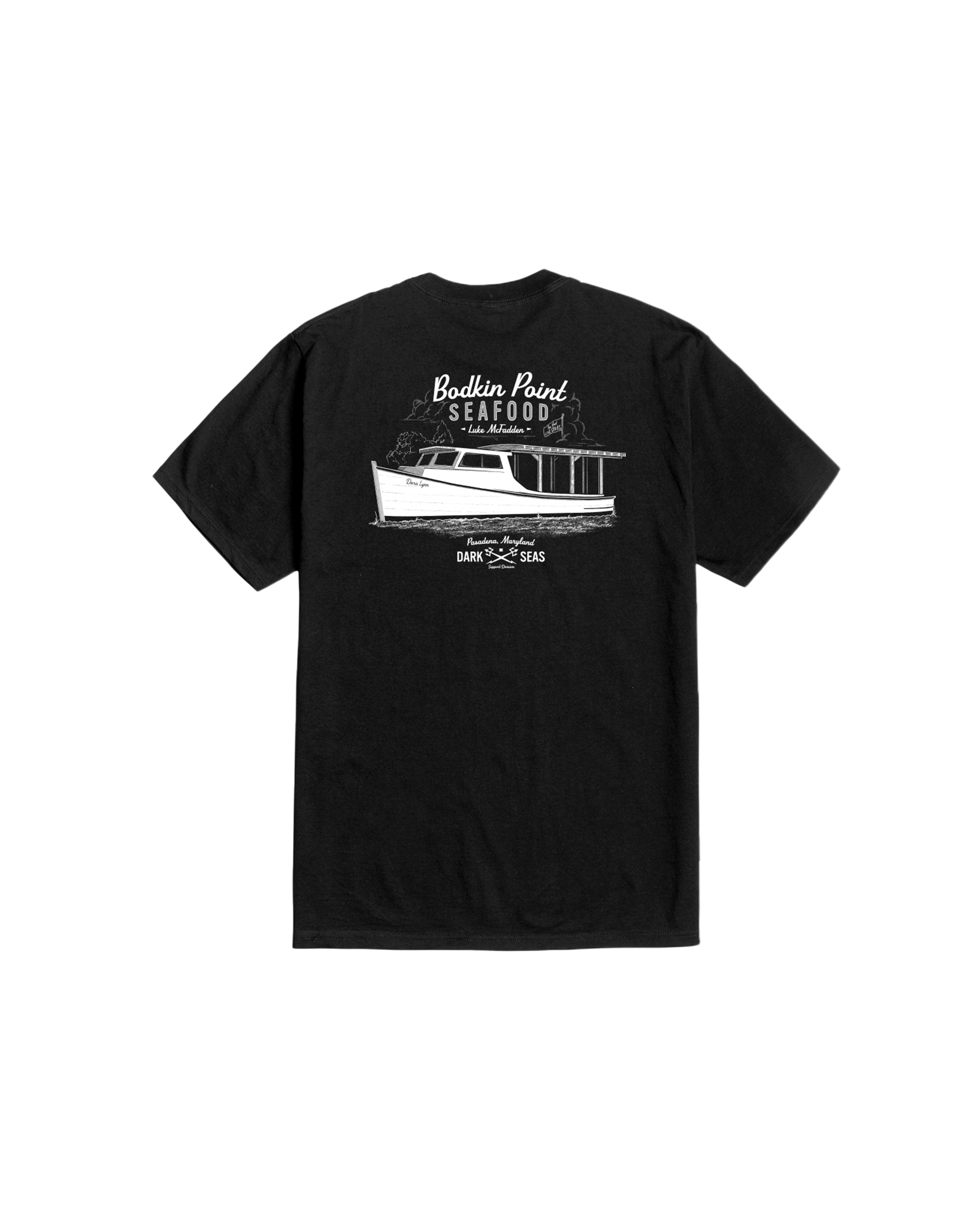 Dark Seas Hibiscus Stock T-Shirt - Black (zoomed)