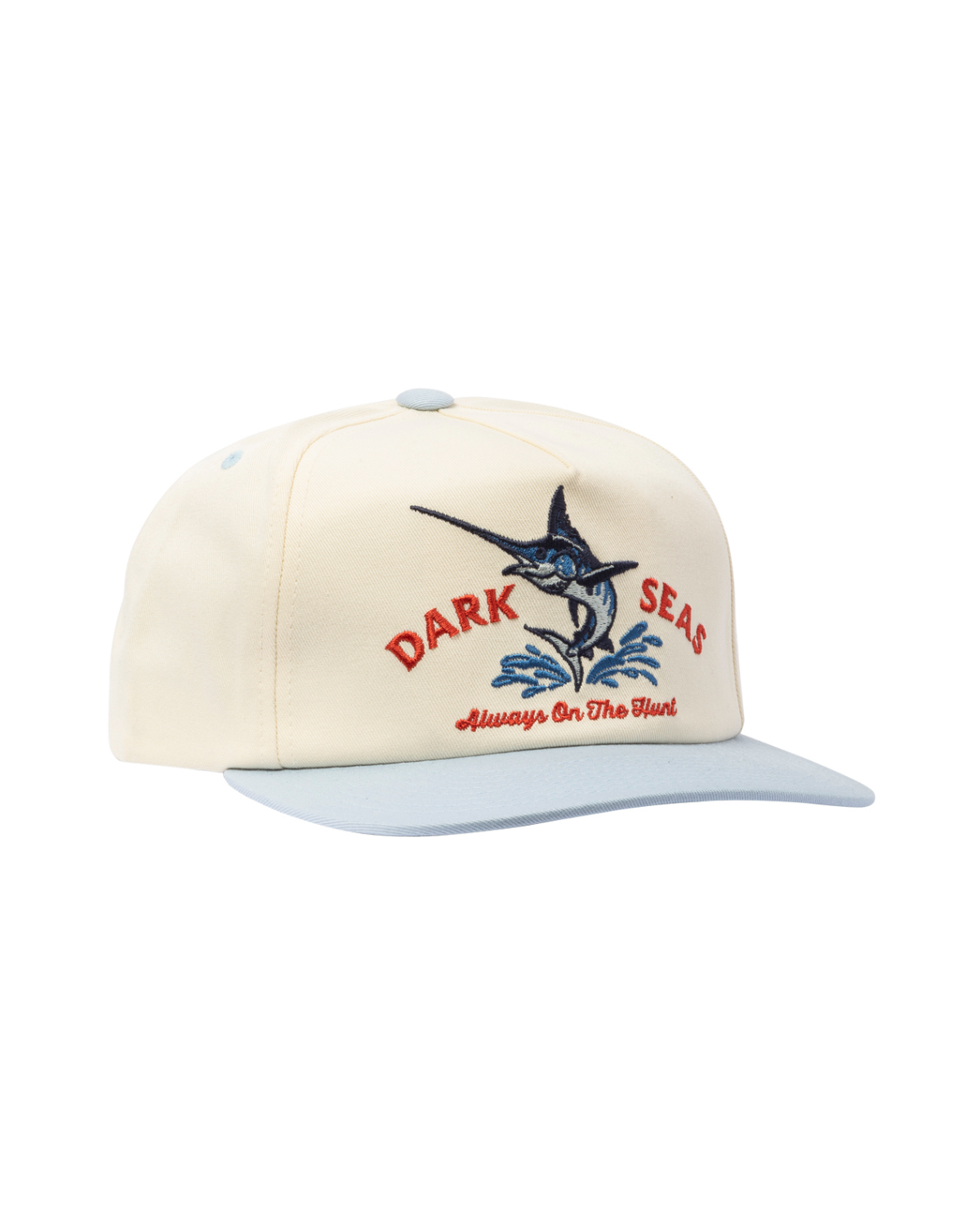 Dark Seas Vapor Hat - White / Light Blue (zoomed)