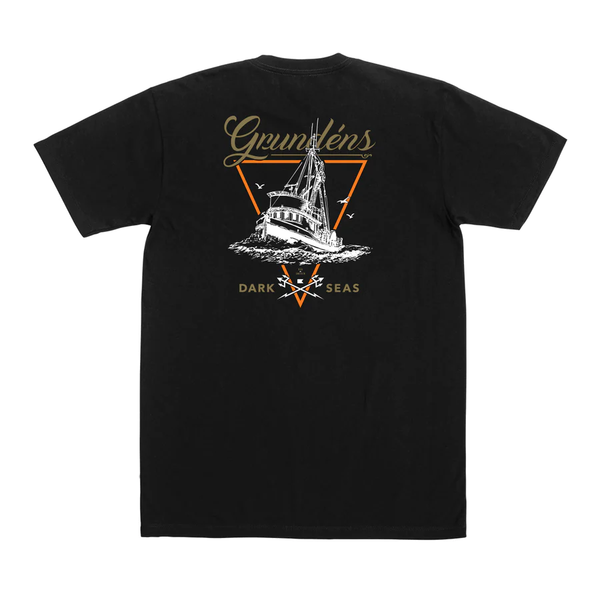 color: black ~ alt: Dark Seas x Grundens Long Range Premium T-Shirt