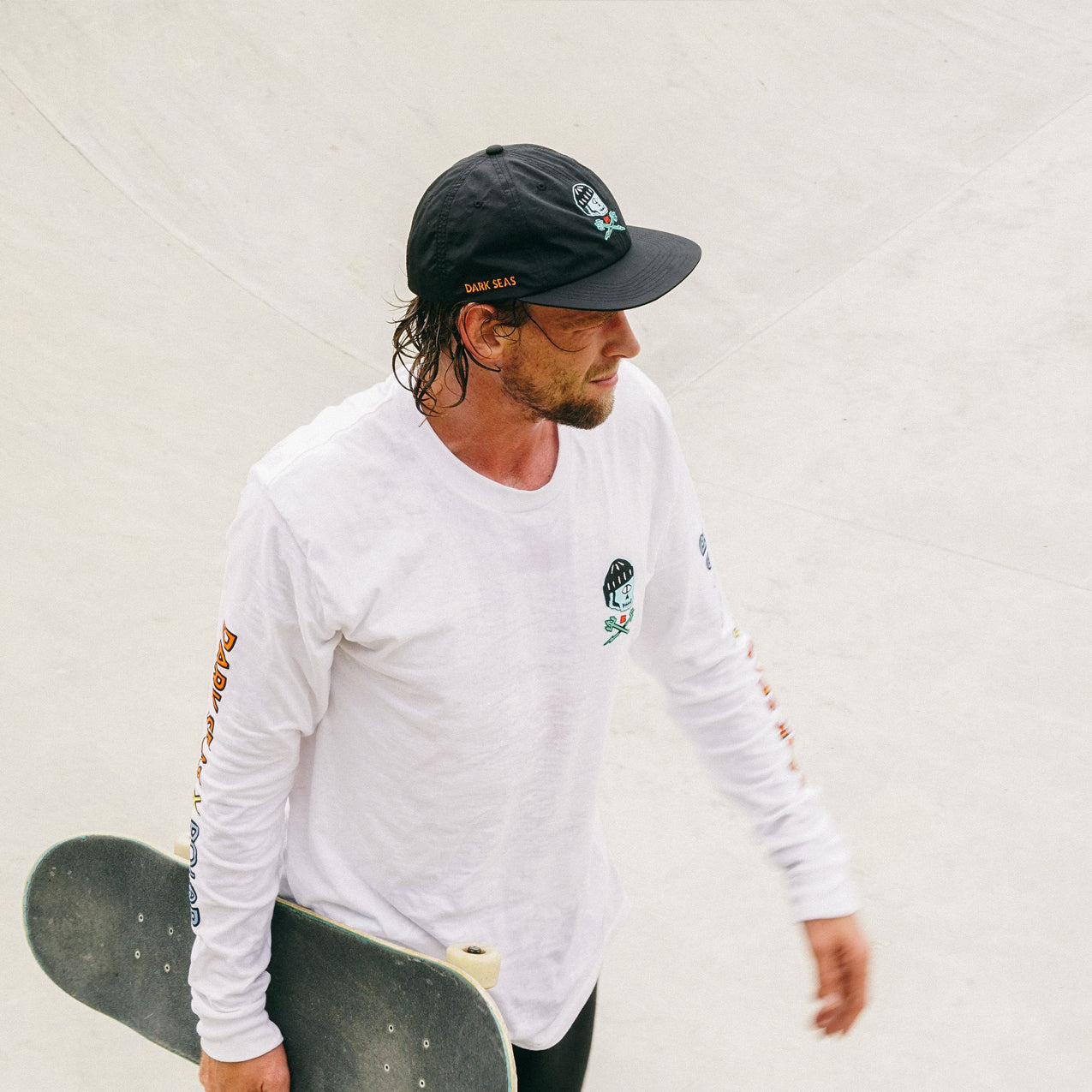 COLOR: WHITE ~ alt: DARK SEAS x POLER CYCLOPS STOCK LS T-SHIRT (zoomed)