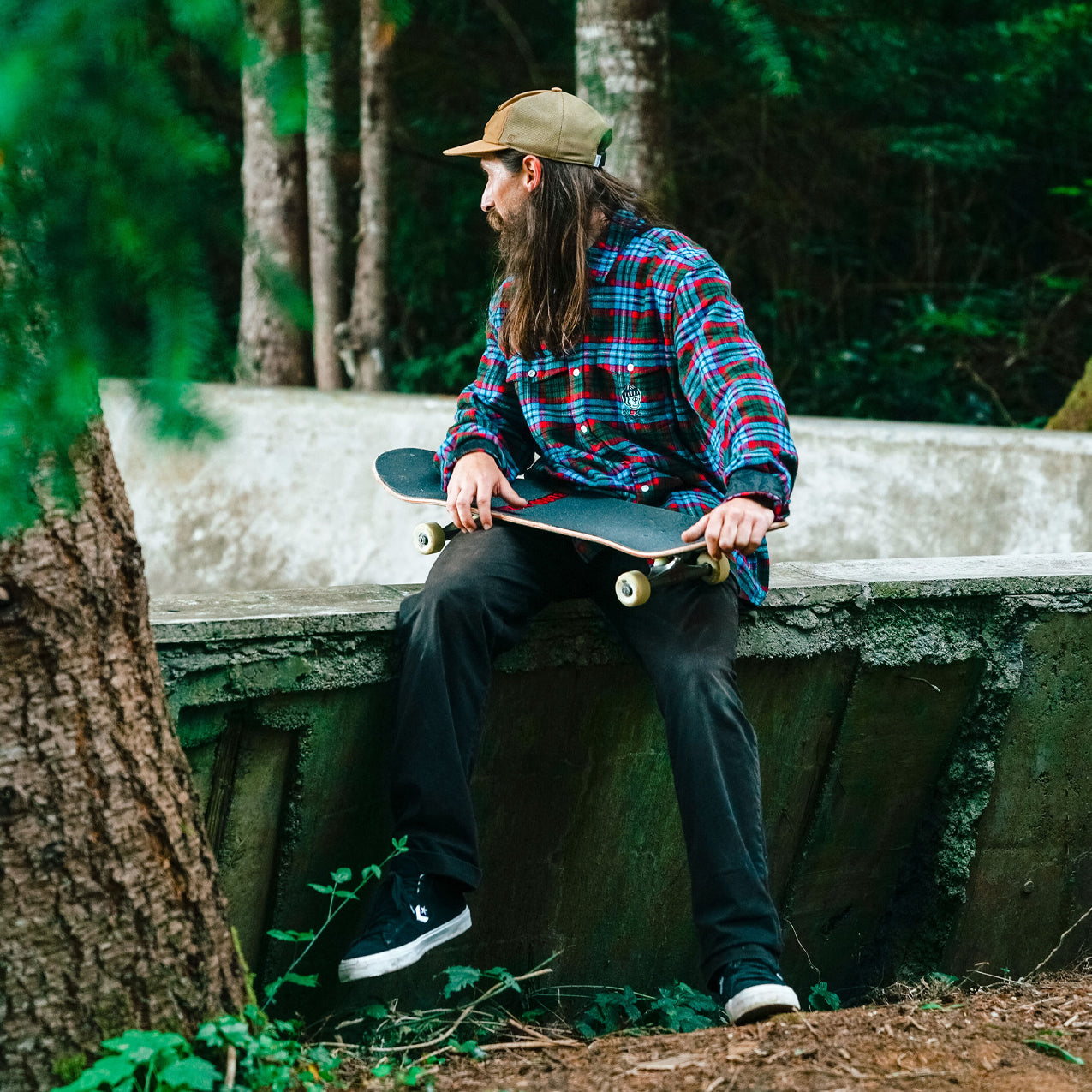 COLOR: GREEN/BLUE ~ alt: DARK SEAS x POLER FLANNEL SHIRT