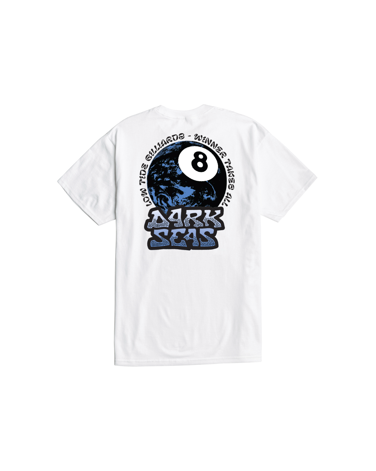 Dark Seas Billiards Stock T-Shirt - White (zoomed)