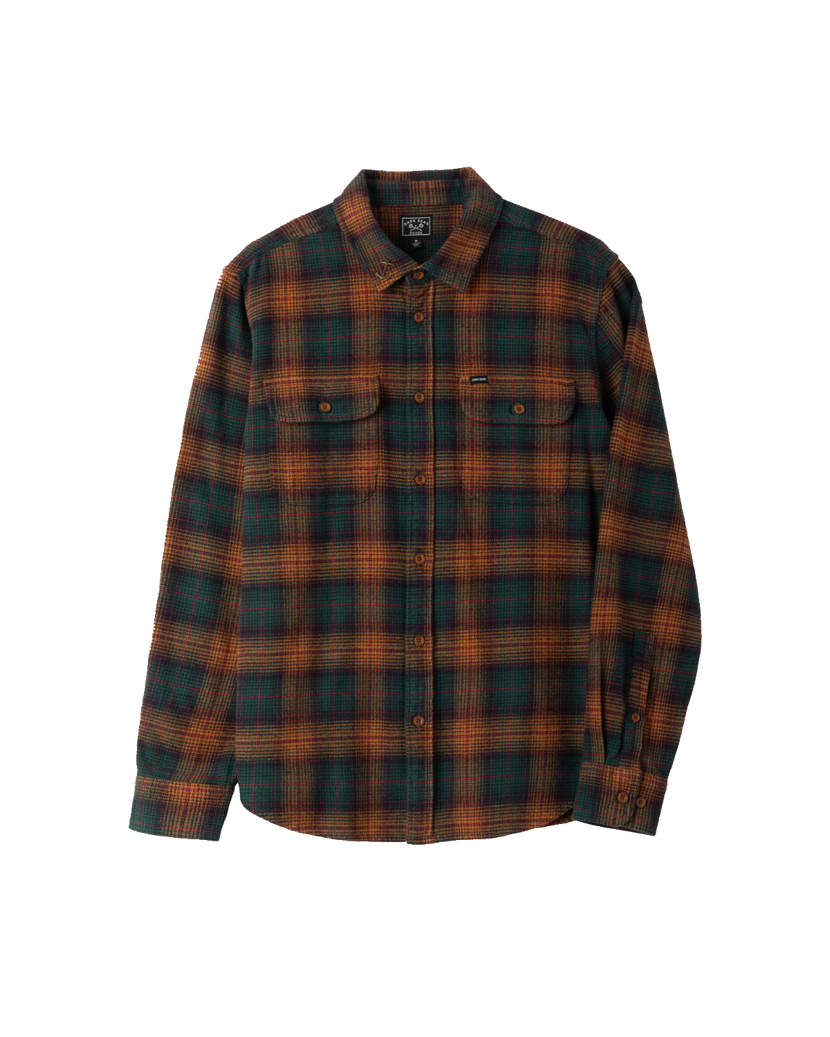 Juneau Shirt — Green/Ginger (zoomed)
