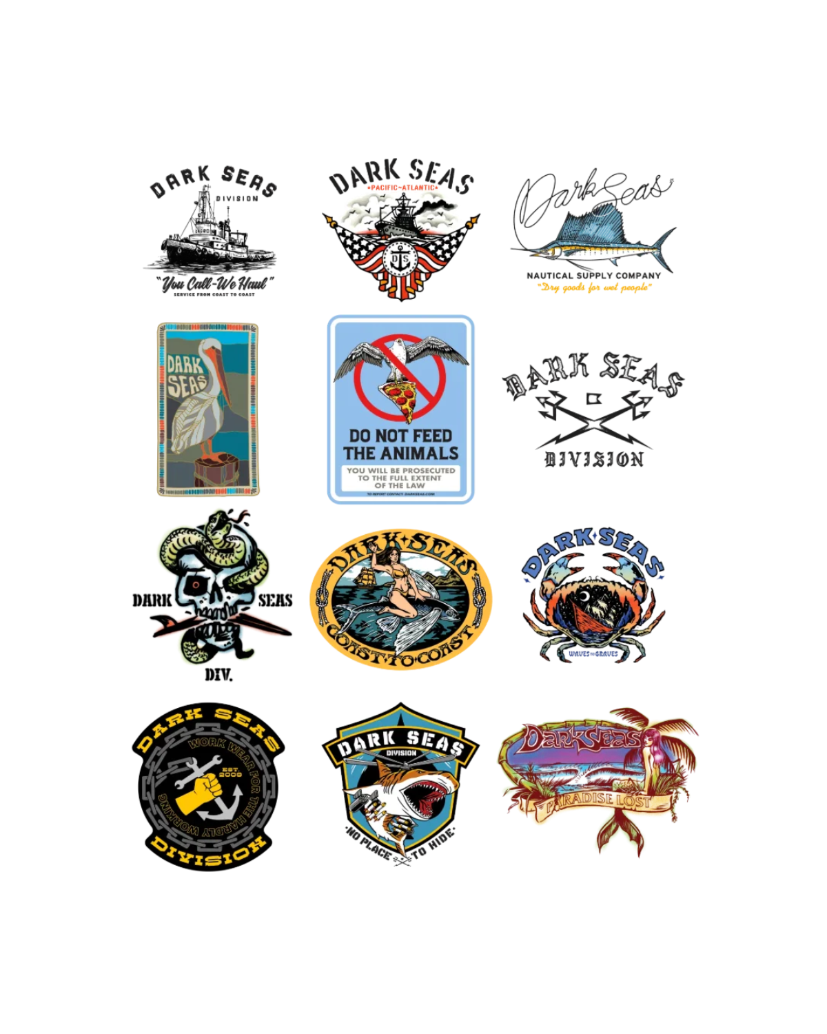 Dark Seas DS Sticker Pack X 10pk - Assorted (zoomed)