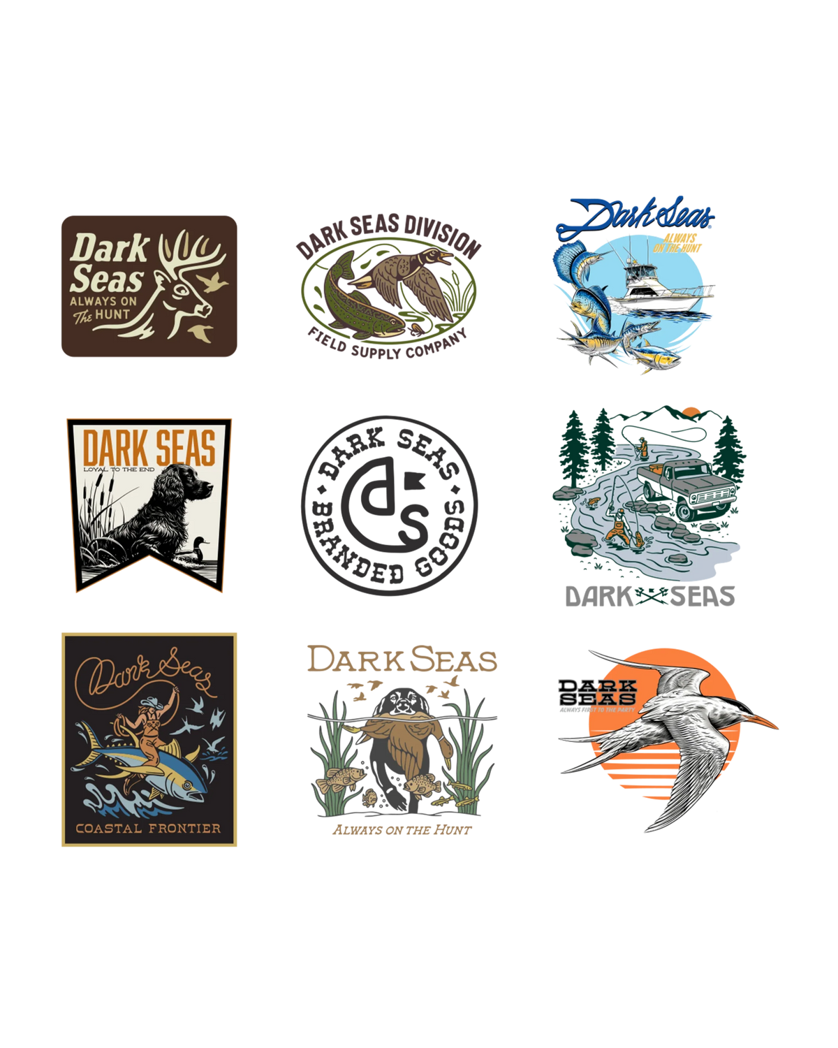 Dark Seas Sportsman Sticker II 6pk - Assorted