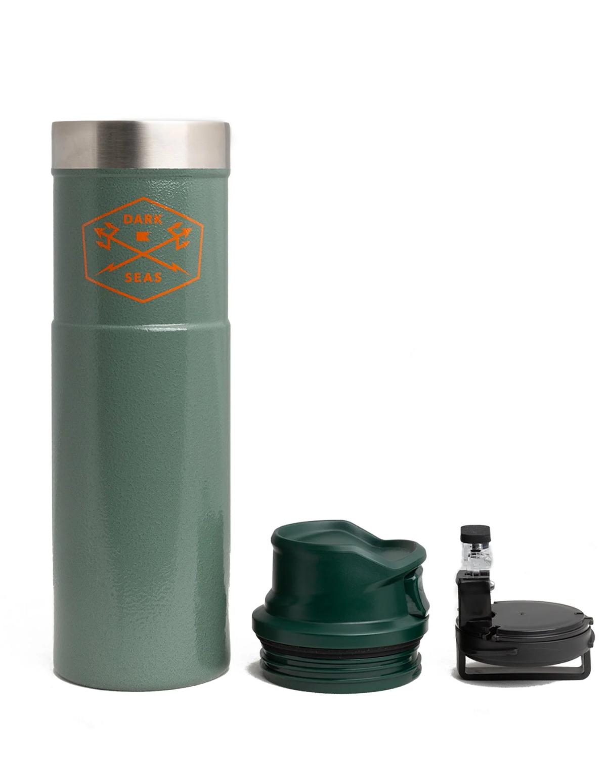 Dark Seas Progressive Stanley Mug Green with lid (zoomed)